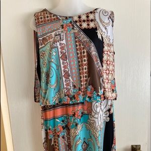 R & M Richards Sleeveless multi-floral knee length dress. Woman’s Large
